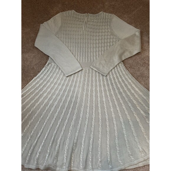 Calvin Klein Tan Cable Knit Fit & Flare Sweater Dress Women's Size X Large - Picture 9 of 15